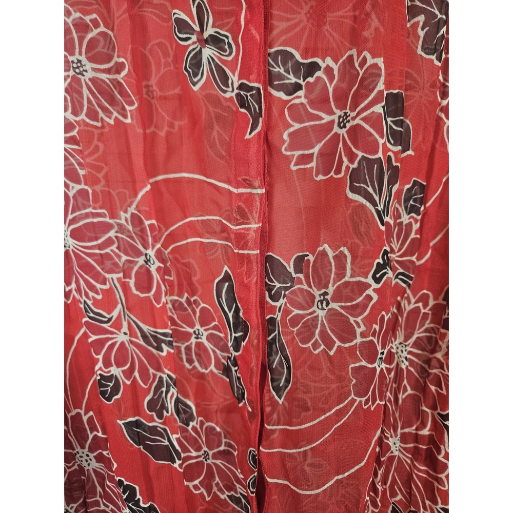 INC Womens Red Floral Sheer Top Sz M Bloomcore Cottagecore - Picture 4 of 10